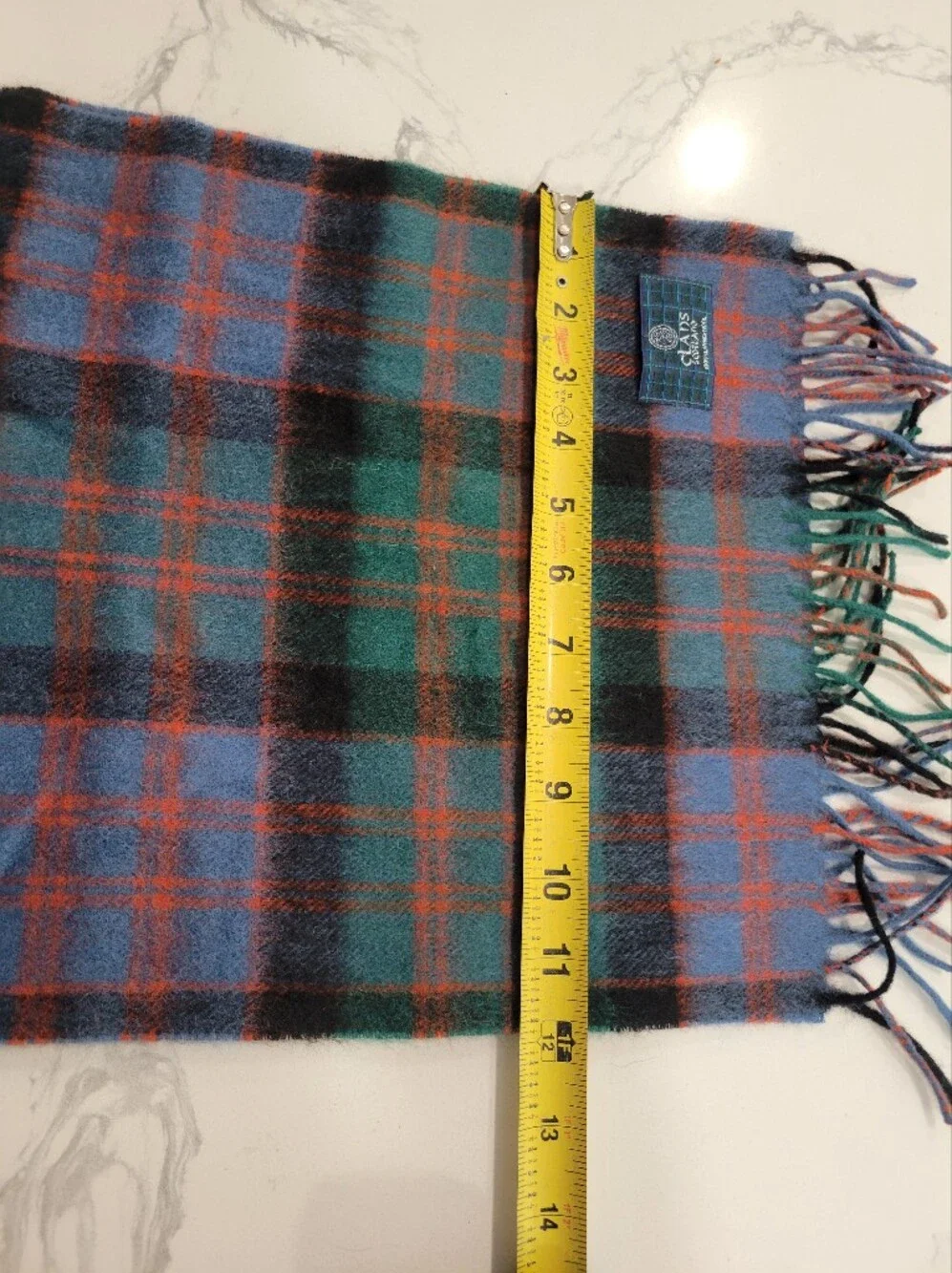 Clans of Scotland Blue & Green Tartan Plaid Lambswool Fringed Scarf Wrap
